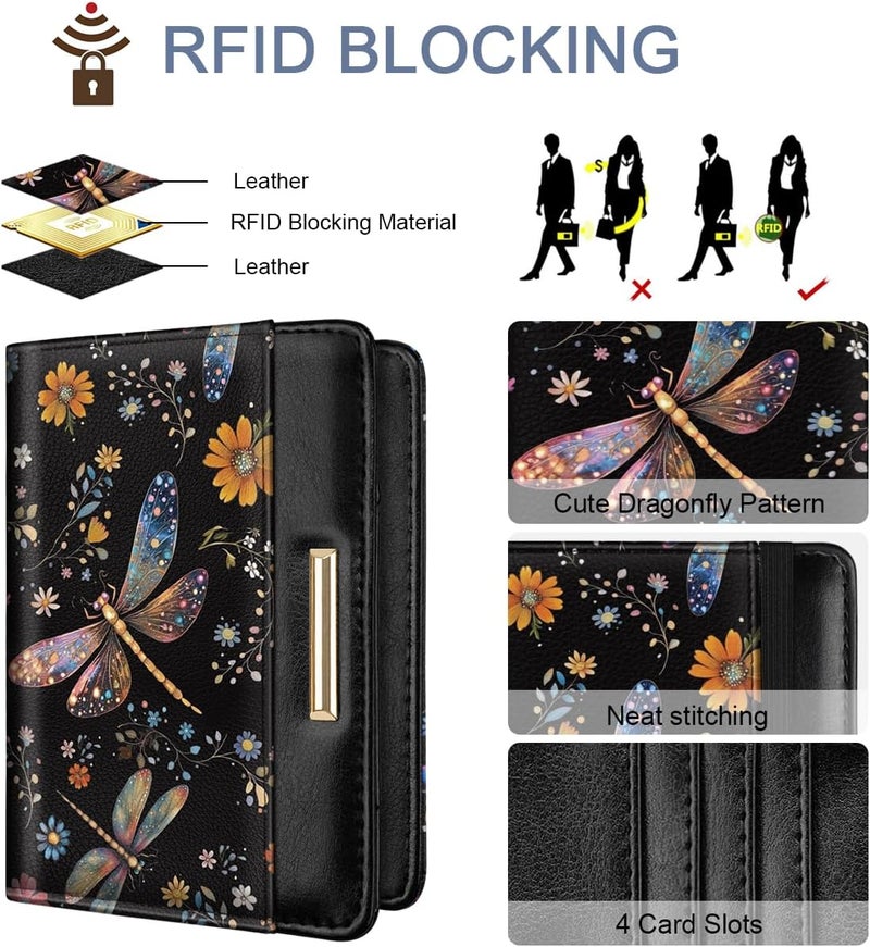 Coco Rossi حافظة جواز سفر بتقنية حجب RFID، غطاء جواز سفر باللون الوردي الذهبي مع زهور لطيفة، محفظة جواز سفر مع حزام مرن للنساء - Image 3